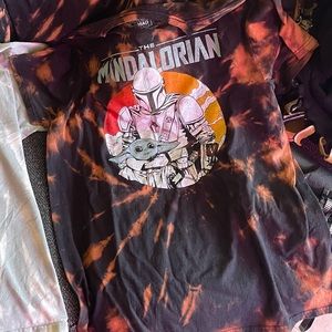 CUSTOM BLEACH TIE DYE STAR WARS MANDALORIAN BABY YODA MENS LARGE 100% COTTON
